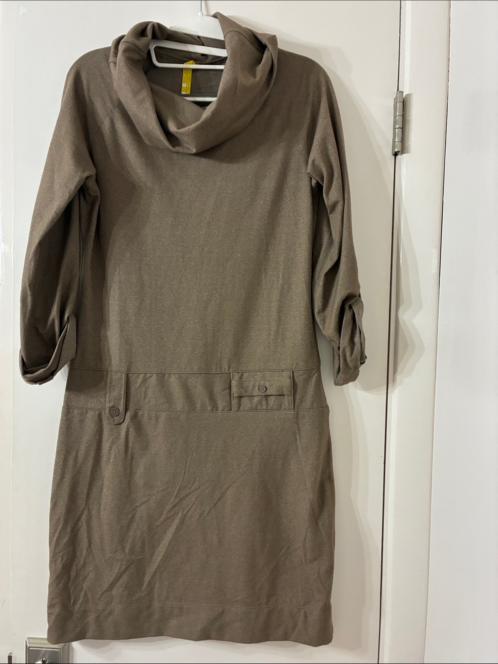 Lole Taupe Cowl-Neck Long Sleeve Dress